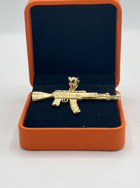Gold Over Silver AK-47 Hip-Hop Pendant with CZ