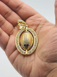Gold Over Silver Rotating Football 🏈 Pendant w/ CZ
