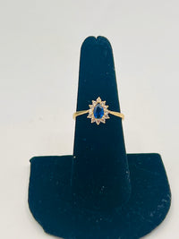 14K Gold Pear Cut Birthstone Ring w/ CZ