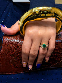 10k green gemstone ring