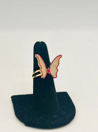14K Gold Butterfly Wing Ring w/ CZ