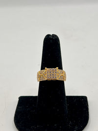 Gold Over Silver Womens' Chunky Square Ring w/ CZ