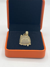 Gold Over Silver Mini Backpack Pendant with CZ