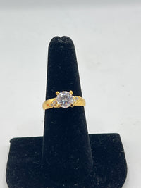 Gold Over Silver Diamond Cut Embroidered Engagement Ring