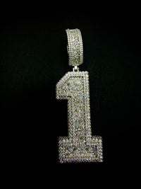 Silver with moissanite number pendant
