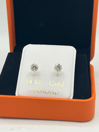 14K Gold GENUINE Diamond Stud Earrings
