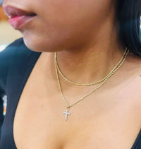 14K Gold Rope Chain Set w/ Cross Pendant
