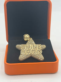 Gold Over Silver "Shine Hard" Star Pendant with CZ