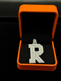 Silver with moissanite initial pendant