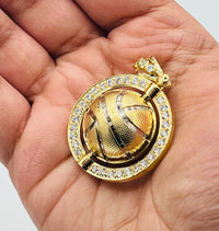 Gold Over Silver Rotating Basketball 🏀 Pendant