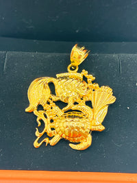 Gold Over Silver Fish and Turtle Pendant