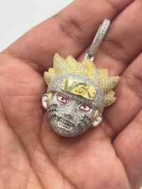 Sterling Silver Solid Naruto Uzumaki 3D Pendant w/ CZ