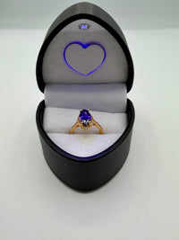14k marquise-cut purple amethyst and diamond halo ring in yellow gold With Cz diamonds