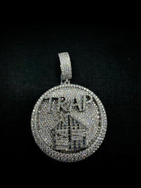 Trap house silver with moissanite pendant