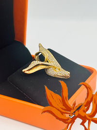 Gold Over Silver Kurama Naruto Fox Pendant w/ CZ