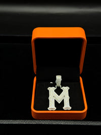Silver with moissanite initial pendant