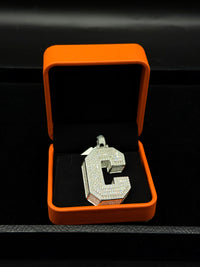 Silver with moissanite initial pendant