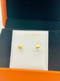 14K Gold Heart Stud Ear Piercings