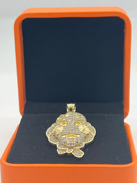 Gold Over Silver Jigsaw Horror Pendant with CZ