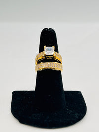 Gold Over Silver Square Cut Engagement Ring w/ CZ