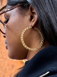 Gold over silver bamboo hoop earrings