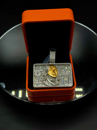 Silver with moissanite pendant “ Benjamin Franklin”