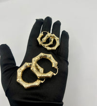10k Bambú Hoop Earrings By BB
