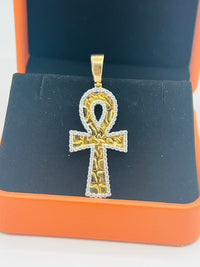 Sterling Silver Anhk Pendant w/ Gold Accents