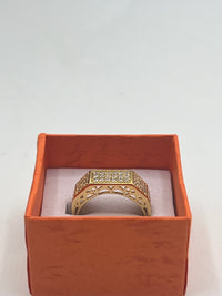 Gold Over Silver Mens' Rectangular Cut CZ Ring