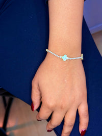 10k tennis and clover bracelet with CZ stones