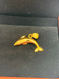 Gold Over Silver Mini Swimming Dolphin Pendant