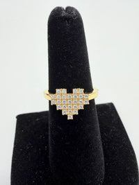 14K Gold Pixel 8-Bit Heart Ring w/ CZ