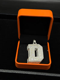 Silver with moissanite initial pendant
