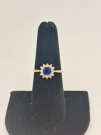 14K Gold Cushion Cut Birthstone Rings w/ CZ