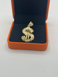 Gold Over Silver Medium Dollar Sign Hip-Hop Pendante