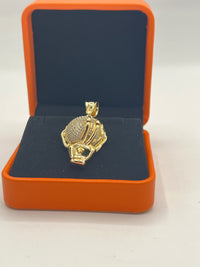 Gold Over Silver Holding Ball Pendant with CZ