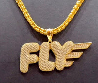 Gold Over Silver Fly Pendant w/ CZ