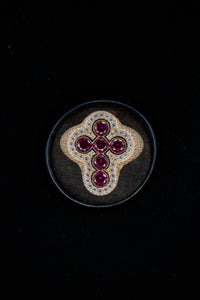 14K Circle Cross Ring Red Gems by BBJ