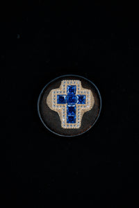 14K Cross Ring Blue Gems