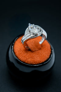 Marquise Cut Moissanite Diamond Engagement Ring with Silver