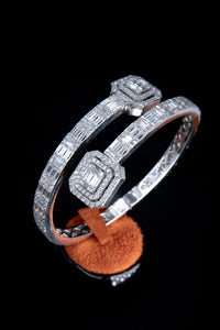 Silver Squared Baguette Moissanite Bracelet
