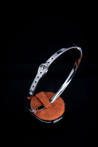 Silver CZ Studded Belt Design Bracelet