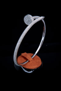 Silver Iced Out Elegant Bracelet with Cartier Design