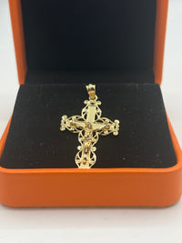 Gold Over Silver Fancy Cross Pendant w/ CZ