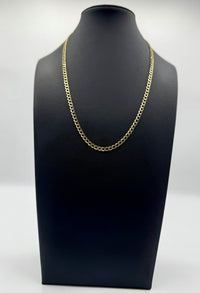 14k 2 Tone Semi-Solid Cuban Necklace