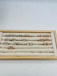 Sterling Silver Letter Initial Earrings w/ CZ