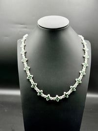 Silver with moissanite lucky clover chain