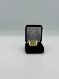 Mens ring gold ( square with Cz diamonds)