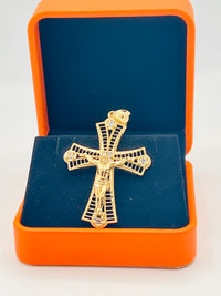 Gold Over Silver Hollowed Cross w/ CZ