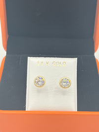 14K Circle Stud Earrings w/ CZ